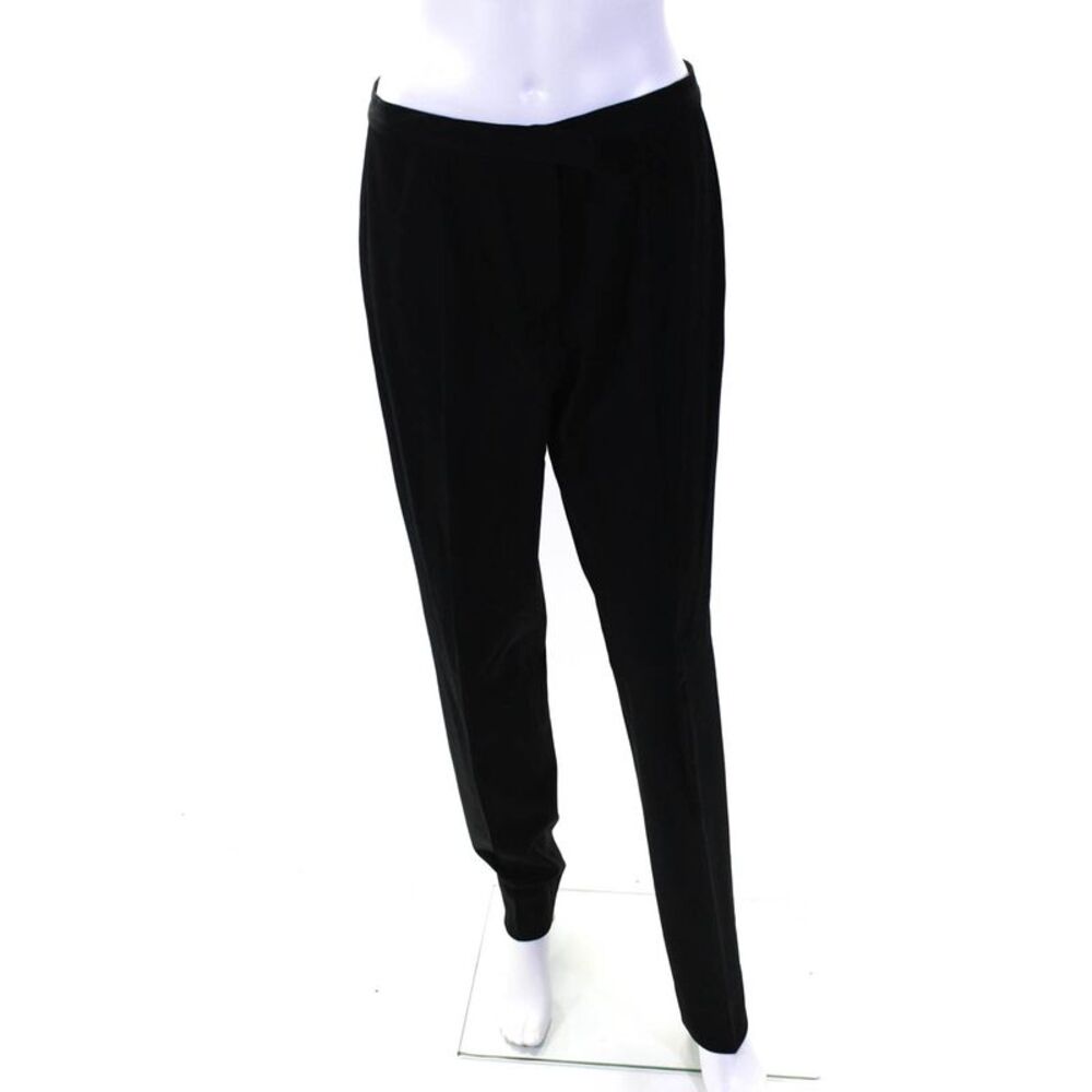 Metradamo Womens Mid Rise Slim Leg Pleated Twill Dress Pants Black Size IT 46